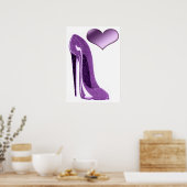 Poster Lilac Stiletto High Heel Shoe and Heart (Cuisine)