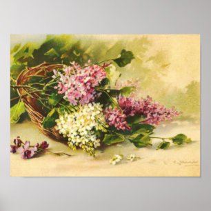 Poster Lilacs dans un panier par Catherine Klein Imprimer