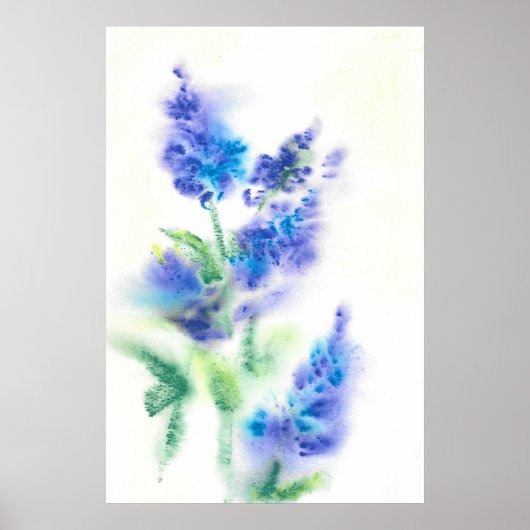 Poster Lilacs d'aquarelle Abstraite (Devant)