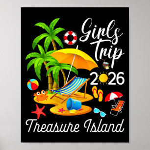 Poster l'île au trésor féminine floride été tropical