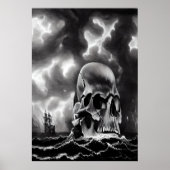 Poster L'île aux crânes d'art noir et blanc | AI Art Post (Devant)