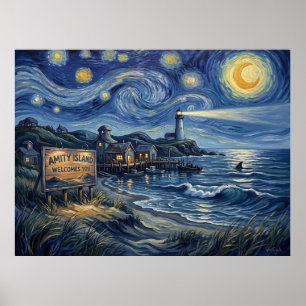 Poster L'île d'Amity vous souhaite la bienvenue Art de nu