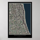 Poster L'île d'Anastasia Floride De l'espace Carte Satell (Devant)