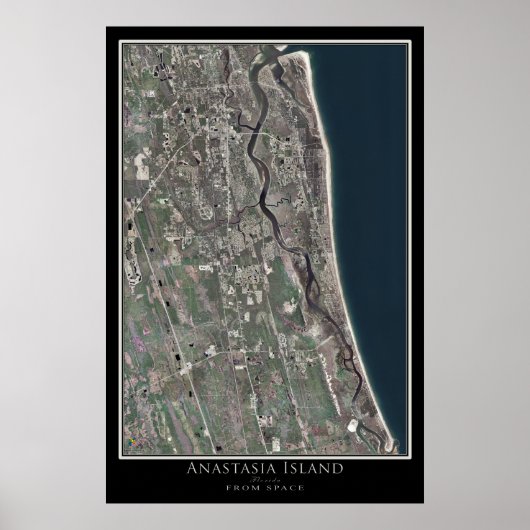 Poster L'île d'Anastasia Floride De l'espace Carte Satell (Devant)