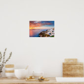 Poster L'île de Santorin en Grèce au coucher du soleil (Cuisine)