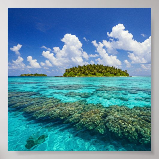 Poster L'île tropicale et la barrière de corail (Devant)