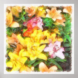 Poster Lilies Love and Light Watercolor