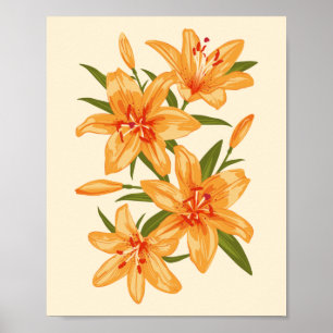 Poster Lilies orange.Illustration Fleur