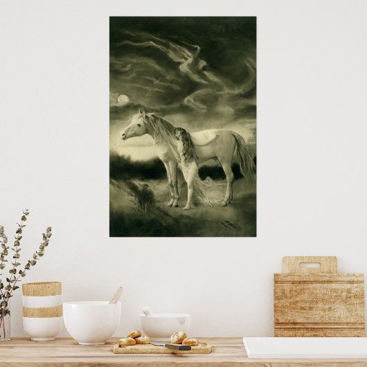 Poster Lilith avec cheval blanc (Cuisine)