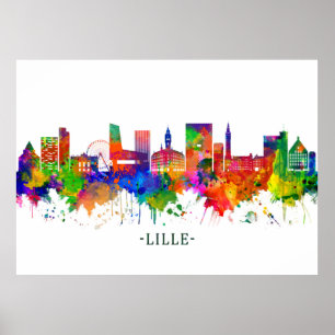 Poster Lille France Skyline