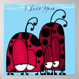 Poster L'illustration de coccinelle d'amour non partagé