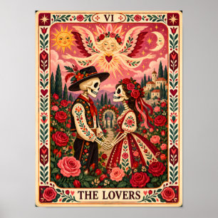 Poster L'illustration de la carte de tarot des Amoureux p