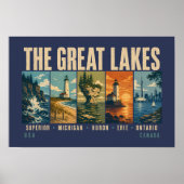 Poster L'illustration vintage des monuments des Grands La (Devant)