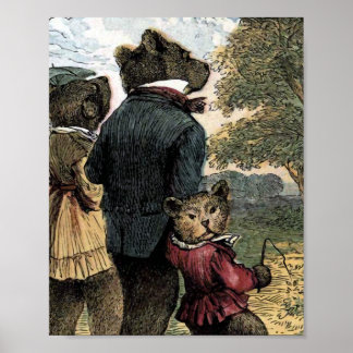 Poster L'illustration vintage des Trois Ours font une pro