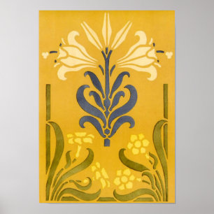 Poster Lily blanche Art Nouveau - Imprimer