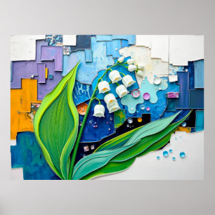 Poster Lily de la Vallée Gracieux dans un Style Abstrait