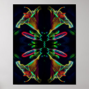 Poster Lily Miroir Neon Abstrait Flower Art