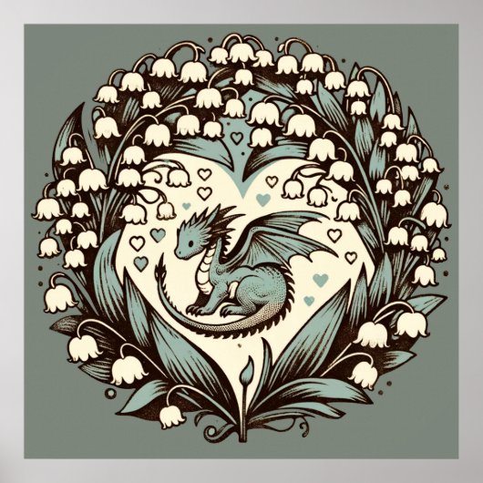 Poster Lily of the Valley Baby Dragon Cute Dragons (Devant)