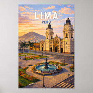 Poster Lima Pérou Illustration Voyage Art Vintage