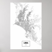 Poster Lima, Pérou (noir sur blanc) (Devant)