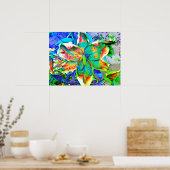 Poster Lime de kiwi rétro, abstrait vert turquoise nénuph (Cuisine)