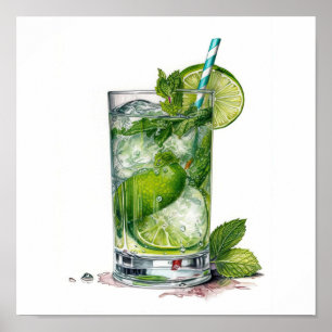 Poster Lime Et Cocktail De Glace Art