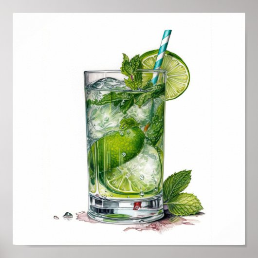 Poster Lime Et Cocktail De Glace Art (Devant)