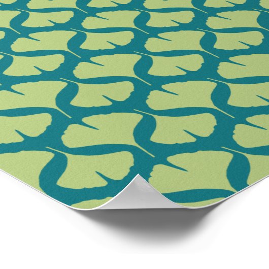 Poster Lime et Turquoise Green Ginkgo Feuilles (Coin)