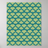 Poster Lime et Turquoise Green Ginkgo Feuilles (Devant)