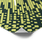 Poster Lime Green Digital Motion Lines on Dark Background (Coin)