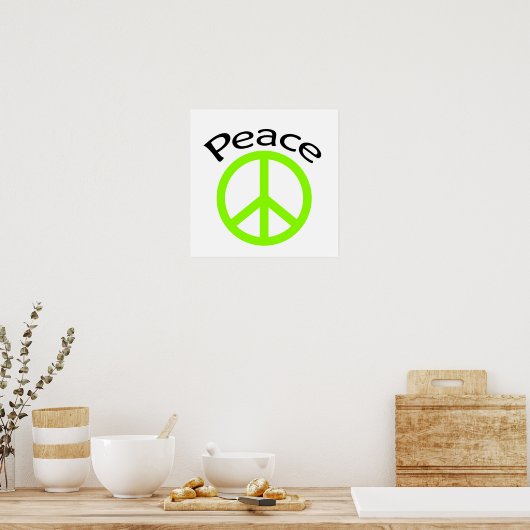 Poster Lime Green Peace & Word (Cuisine)