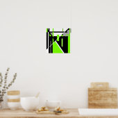 Poster Lime Vert, Gris, Noir Géométrique Design abstrait (Cuisine)