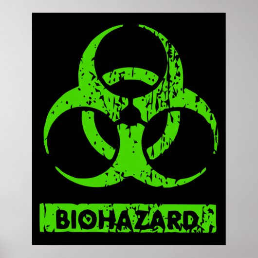 Poster Lime Vert Néon Produits Chimiques Bio-Hazard Graph (Devant)