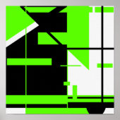 Poster Lime Vert noir sur blanc Abstrait MCM design (Devant)