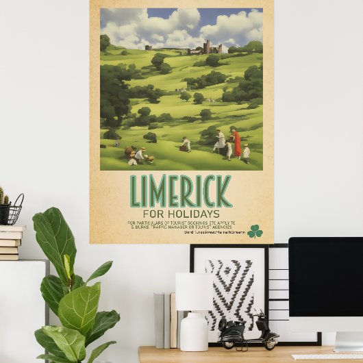 Poster Limerick Irlande, Retro Irish Travel Advert (Bureau à domicile)