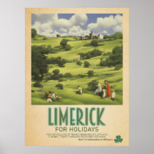 Limerick Irlande, Retro Irish Travel Advert