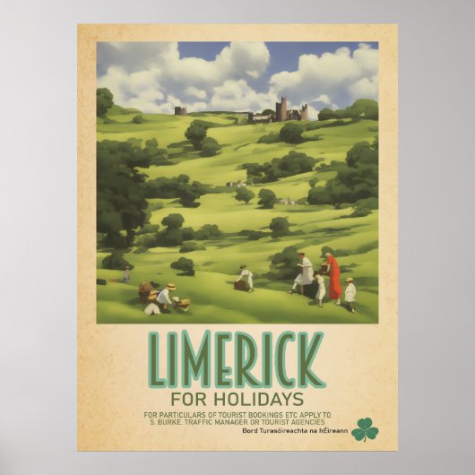 Poster Limerick Irlande, Retro Irish Travel Advert (Devant)