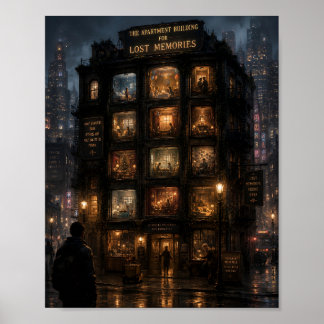Poster L'immeuble d'appartements pour les souvenirs perdu