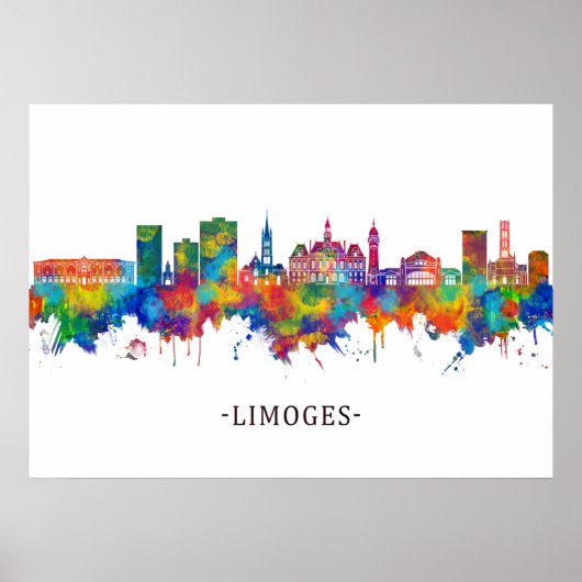 Poster Limoges France Skyline (Devant)