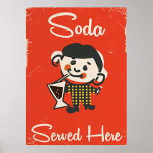 Poster Limonade servie ici publicité vintage de boissons