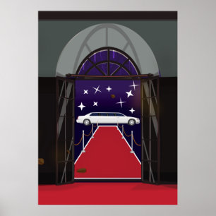 Poster Limousine de célébrité sur tapis rouge