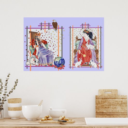 Poster L'impératrice et l'empereur du Tarot (Cuisine)