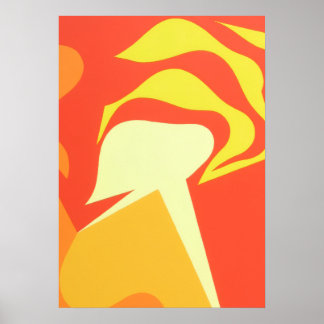 Poster L'impression d'art abstrait jaune inconnu brillant