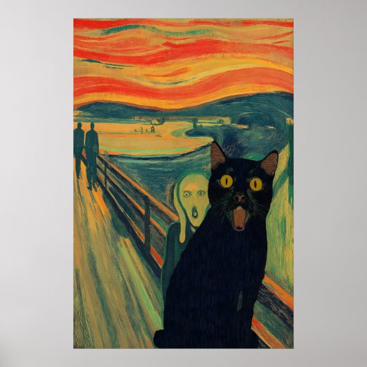 Poster L'impression d'art de chat The Scream Funny Giclée (Devant)