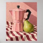 Poster L'impression d'art de la cafetière rose (Devant)