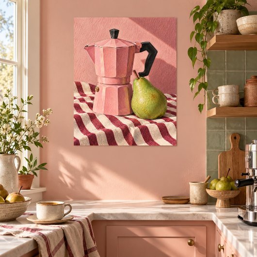 Poster L'impression d'art de la cafetière rose