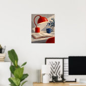 Poster L'Impression d'art de lampe de lecture rouge (Bureau à domicile)