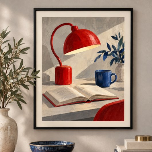 Poster L'Impression d'art de lampe de lecture rouge