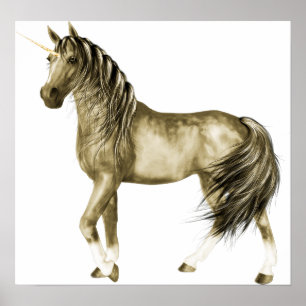 Poster l'impression Unicorne d'or