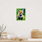 Poster L'impressionniste renard de bébé dans la forêt (Cuisine)